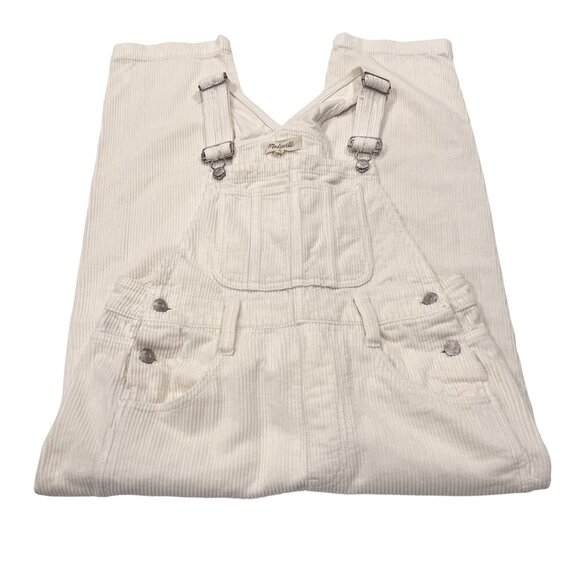 Madewell Corduroy Bib Overalls, Cream, S - Picture 6 of 8